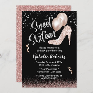 Invitation Sweet 16 Rose moderne Gold Girl 16e anniversaire