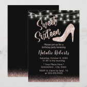 Invitation Sweet 16 Rose moderne Or talon haute fille Anniver (Devant / Derrière)