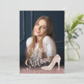 Invitation Sweet 16 Rose moderne Parties scintillant d'or Pho (Debout devant)