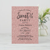 Invitation Sweet 16 Rose moderne Parties scintillant or Anniv (Debout devant)
