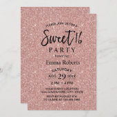 Invitation Sweet 16 Rose moderne Parties scintillant or Anniv (Devant / Derrière)