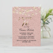 Invitation Sweet 16 Rose moderne Parties scintillant or lumiè (Debout devant)
