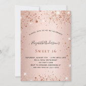 Invitation Sweet 16 rose or blush parties scintillant luxe (Devant)