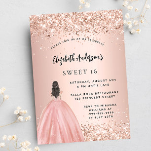 Invitation Sweet 16 rose or parties scintillant robe de luxe