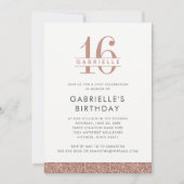 Invitation Sweet 16 Rose or rose Parties scintillant Annivers (Devant)