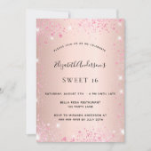 Invitation Sweet 16 rose or rose parties scintillant glamour (Devant)