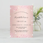 Invitation Sweet 16 rose or rose parties scintillant glamour (Debout devant)