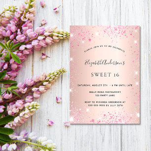 Invitation Sweet 16 rose or rose parties scintillant glamour
