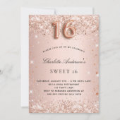 Invitation Sweet 16 rose or rousse parties scintillant scinti (Devant)