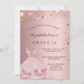 Invitation Sweet 16 rose pâle robe de parties scintillant lux (Devant)