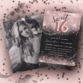Invitation Sweet 16 Rose Parties scintillant or et Black Part