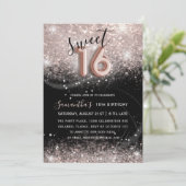 Invitation Sweet 16 Rose Parties scintillant or et Black Part (Debout devant)