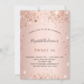 Invitation Sweet 16 rose parties scintillant or glamour (Devant)