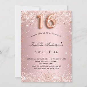 Invitation Sweet 16 rose rose rose rose rose rose rose partie