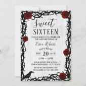 Invitation Sweet 16 Rose rouge & Thorn Élégant Conte-Fairytal (Devant)