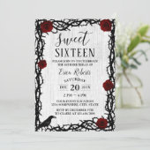 Invitation Sweet 16 Rose rouge & Thorn Élégant Conte-Fairytal (Debout devant)
