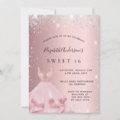 Invitation Sweet 16 rose rousse robe de parties scintillant d (Devant)