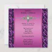 Invitation Sweet 16 rose violet argent blanc noir diamant (Dos)