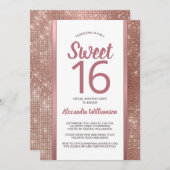 Invitation Sweet 16 Roses Gold Glam Chic Virtual 16e annivers (Devant / Derrière)