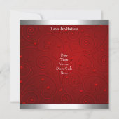 Invitation Sweet 16 Rouge Argent Floral Amour fête d'annivers (Dos)