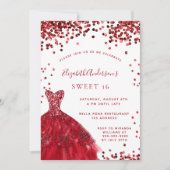 Invitation Sweet 16 rouge robe blanche élégant (Devant)