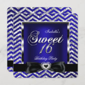 Invitation Sweet 16 Royal Blue Chevron Bleu Bleu Bleu Bleu Bl (Devant / Derrière)
