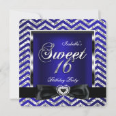 Invitation Sweet 16 Royal Blue Chevron Bleu Bleu Bleu Bleu Bl (Devant)