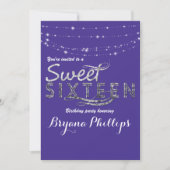 Invitation Sweet 16 Royal Blue Parties scintillant Sliver Par (Devant)