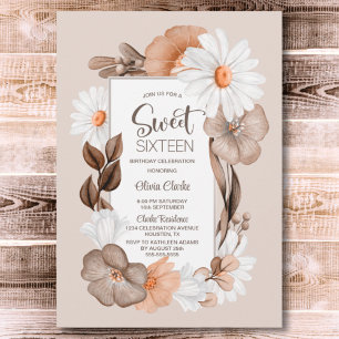 Invitation Sweet 16 Rustic Boho Floral fête d'anniversaire