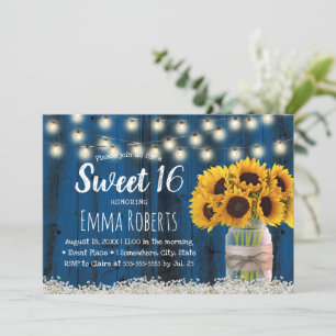 Invitation Sweet 16 Rustic Sunflower Jar Marine Barn Bois