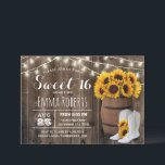 Invitation Sweet 16 Rustic Tournesol Barrel Pays Cowgirl<br><div class="desc">Rustique Tournesol Barrel Pays Cowgirl Sweet 16 Invitations Anniversaire.</div>