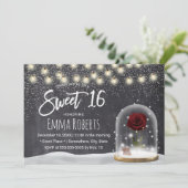 Invitation Sweet 16 Rustic Winter Beauté Rose Dome Chalkboard (Debout devant)