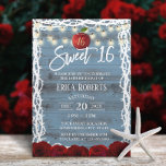 Invitation Sweet 16 Rustique Fairy Tale Blanche Neige Dusty B<br><div class="desc">Chaîne rustique Lumières Neige Blanc Fée Conte Dusty Bleu Grange Douce 16 Invitations Anniversaire.</div>