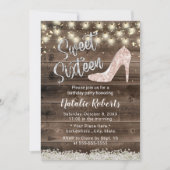 Invitation Sweet 16 Rustique Floral Grange Bois Moderne Anniv (Devant)