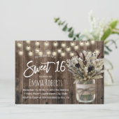 Invitation Sweet 16 Rustique hiver Floral Jar Grange Annivers (Debout devant)
