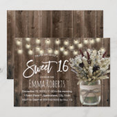 Invitation Sweet 16 Rustique hiver Floral Jar Grange Annivers (Devant / Derrière)