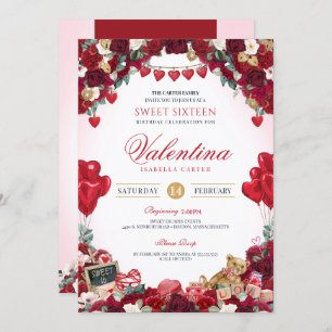 Invitation Sweet 16 Saint Valentin fête d'anniversaire