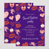 Invitation Sweet 16 Saint-Valentin Février violet (Devant / Derrière)