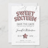 Invitation Sweet 16 Save The Date Rose Gold Ballons Parties s (Devant)