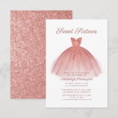 Invitation Sweet 16 Script Robe Moderne Anniversaire (Devant / Derrière)