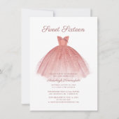 Invitation Sweet 16 Script Rose Gold Parties scintillant de r (Devant)
