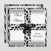 Invitation Sweet 16 Seize 16e Girafe blanche noire Zèbre (Devant / Derrière)
