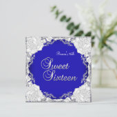 Invitation Sweet 16 Seize Anniversaire bleu violet argent (Debout devant)