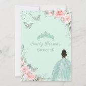 Invitation Sweet 16 Seize Anniversaire Blush Floral Mint Gree (Dos)