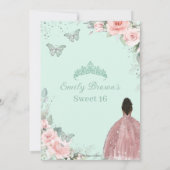 Invitation Sweet 16 Seize Anniversaire Blush Floral Mint Gree (Dos)