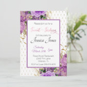 Invitation Sweet 16 Seize Anniversaire Fête Florale Purple Ro (Debout devant)