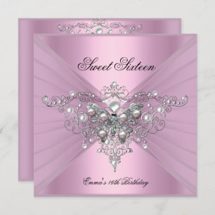 Invitation Sweet 16 Seize Anniversaire Fête Papillon rose