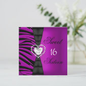 Invitation Sweet 16 Seize Anniversaire Fête Pink Plum Zebra (Debout devant)