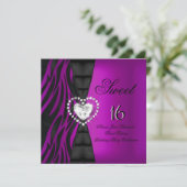 Invitation Sweet 16 Seize Anniversaire Fête Zebra Plum Purple (Debout devant)