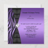 Invitation Sweet 16 Seize Anniversaire Fête Zebra Purple (Dos)